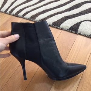 Calvin Klein Black leather stilleto boots